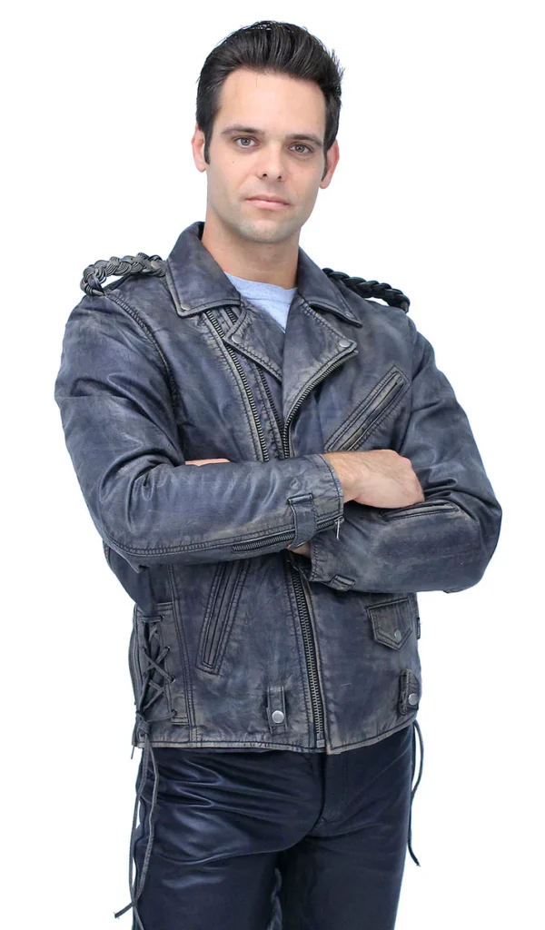 Men's Double Zip Out Leather Jacket