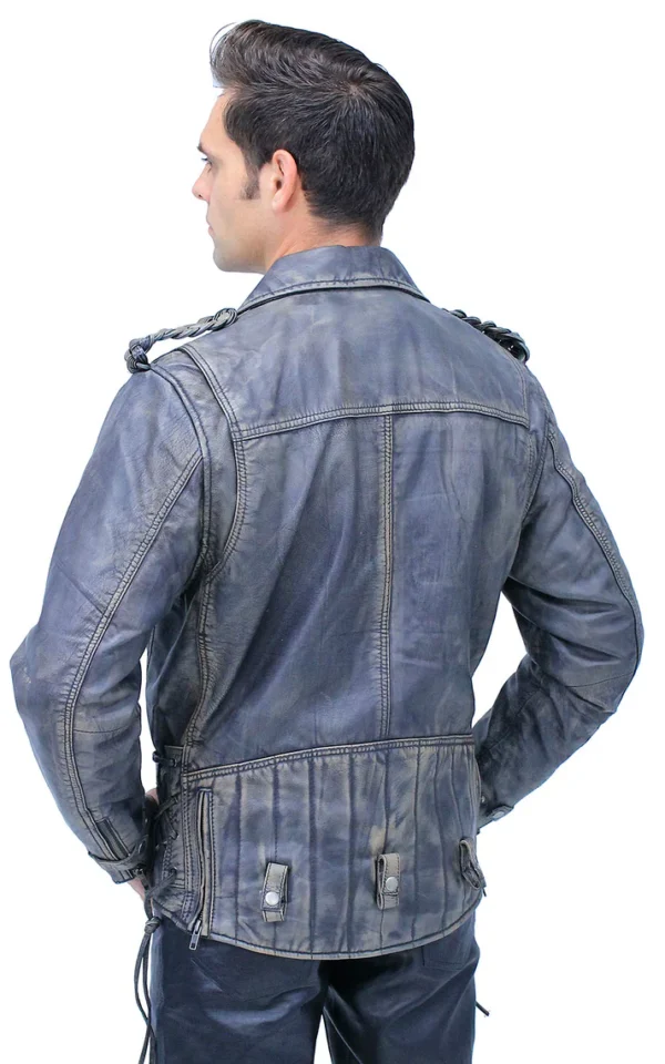 Men's Double Zip Out Leather Jacket - Image 8