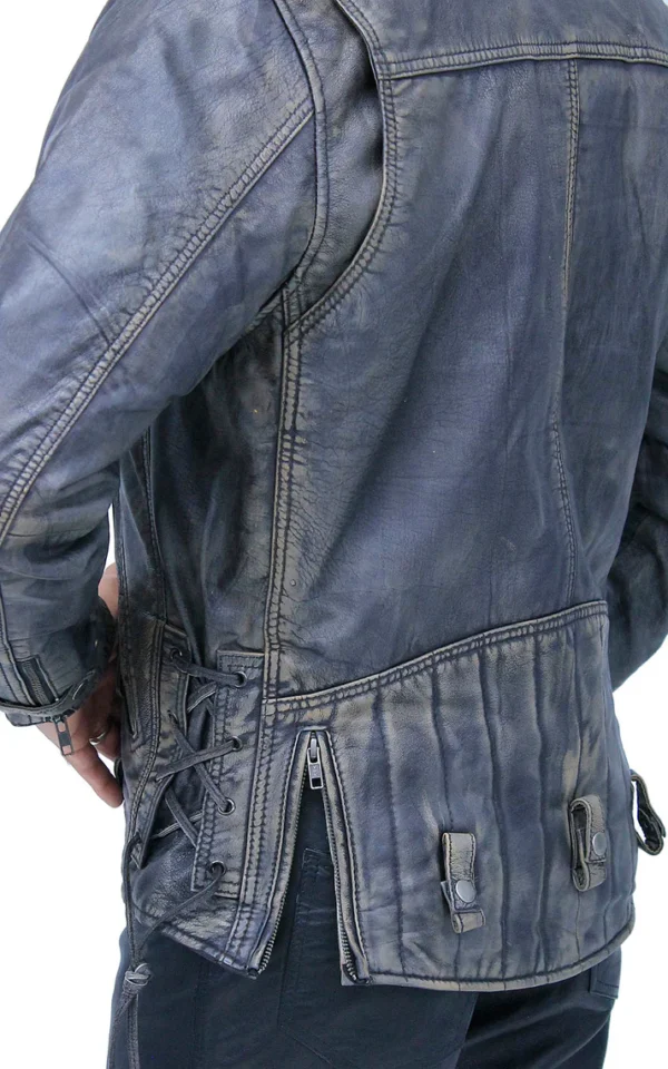 Men's Double Zip Out Leather Jacket - Image 9