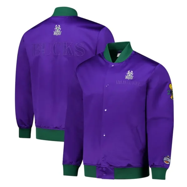 Milwaukee Bucks OG 3.0 Lightweight Purple Varsity Satin Jacket