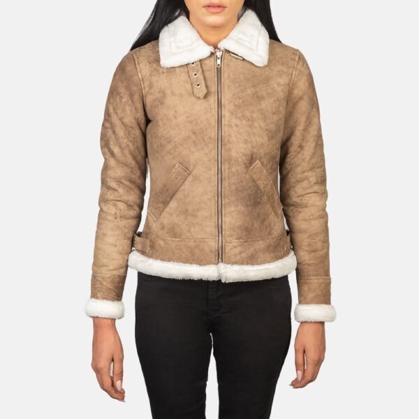 Sherilyn B-3 Brown Leather Bomber Jacket - Image 3