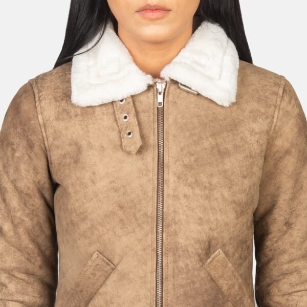 Sherilyn B-3 Brown Leather Bomber Jacket - Image 4