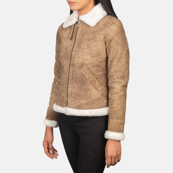 Sherilyn B-3 Brown Leather Bomber Jacket - Image 6