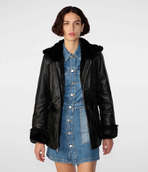 Genevieve Belted Leather Jacket - Image 2