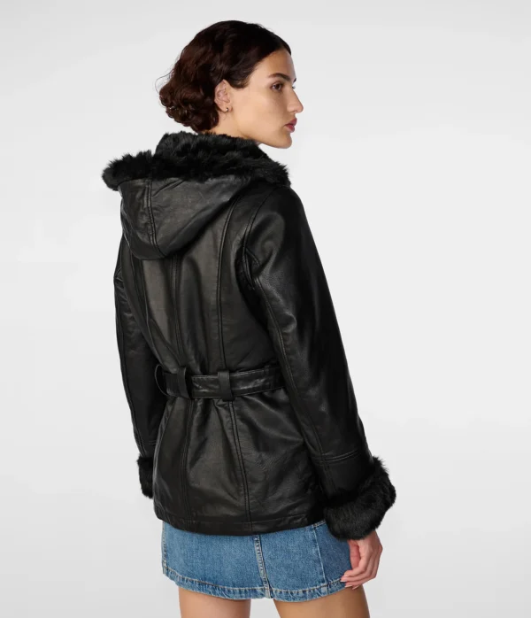 Genevieve Belted Leather Jacket - Image 3