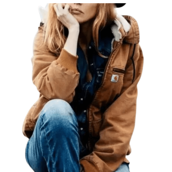 Yellow Stone Kelly Reilly Brown Fur Collar Hooded Jacket - Image 4